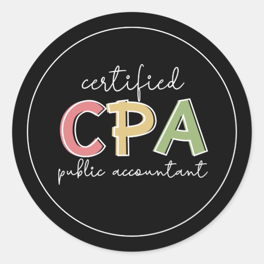 CPA Certified Public Accountant Giften Ronde Sticker (Voorkant)