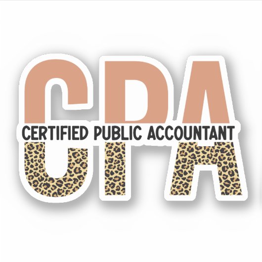 CPA Certified Public Accountant Leopard Print Sticker (Voorkant)