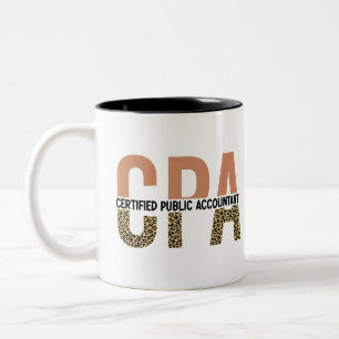 CPA Certified Public Accountant Leopard Print Tweekleurige Koffiemok