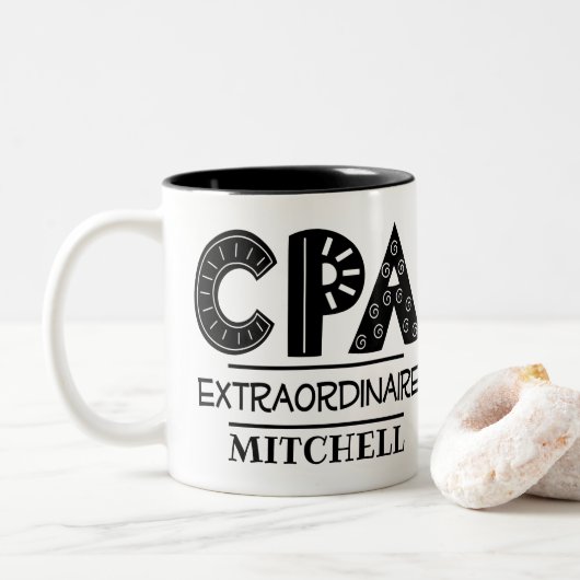 CPA Extraordinaire Accountant Tweekleurige Koffiemok (Met donut)