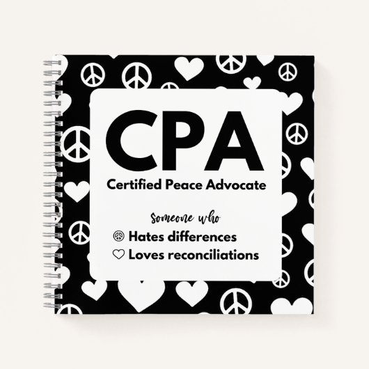 CPA-gecertificeerd Peace Advocate Notitieboek (Voorkant)