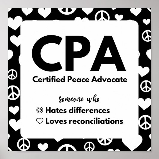 CPA-gecertificeerd Peace Advocate Poster (Voorkant)