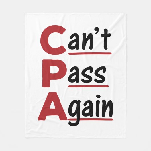 CPA kan niet opnieuw Funny Accountant Acronym over Fleece Deken (Voorkant)