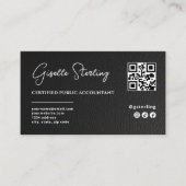 CPA Tax Accountant Preparer QR Code Faux Leather Visitekaartje (Voorkant)