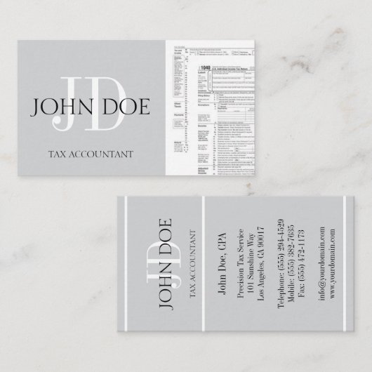 CPA Tax Preparer Accountant 1040; Kies uw kleur Visitekaartje (Voorkant / Achterkant)
