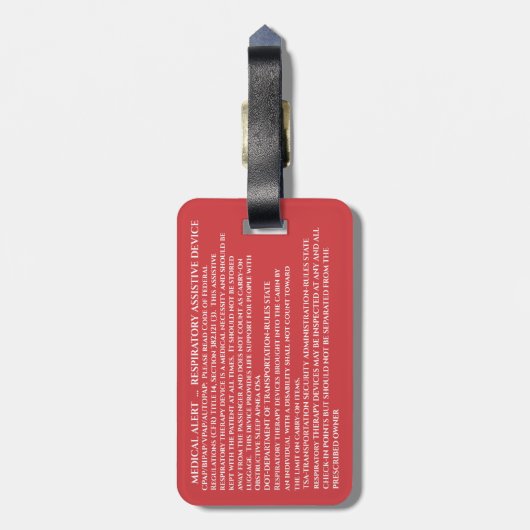 CPAP-machine voor medische ademhalingsapparatuur Bagagelabel (Achterkant verticaal)