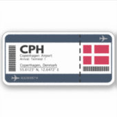 CPH Copenhagen Airport Boarding Pass - Reizen Sticker (Voorkant)