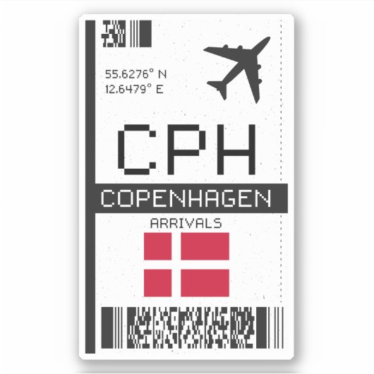 CPH Copenhagen Boarding Pass - Denemarken Reizen Sticker (Voorkant)