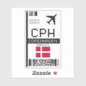 CPH Copenhagen Boarding Pass - Denemarken Reizen Sticker (Vel)