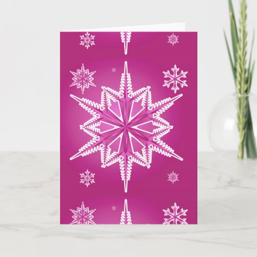 CPMWSF PINK MAGENTA WINTER SNOWFLAKE WINTER BACKGR FEESTDAGEN KAART (Voorkant)