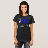 CPPD Awareness Peace Love Hope Blue Ribbon T-shirt (Voorkant volledig)