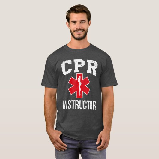 CPR-instructeur Red Star of Life EMS-ontwerp Medis T-shirt (Voorkant volledig)