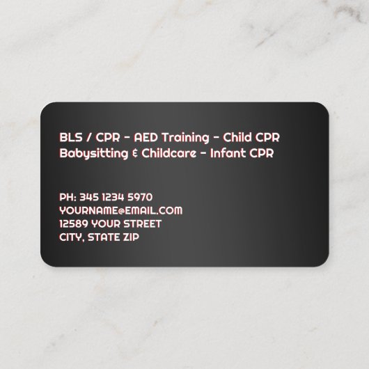 CPR Instructor Black Visitekaartje (Achterkant)