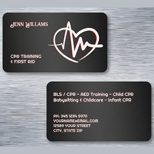 CPR Instructor Black Visitekaartje