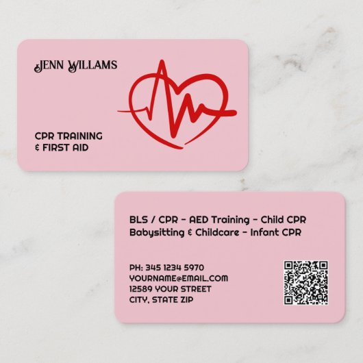 CPR Instructor Custom QR Visitekaartje (Voorkant / Achterkant)