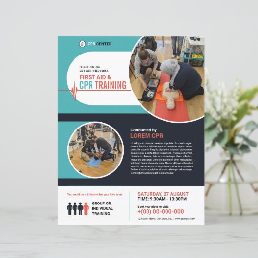 CPR Training Flyer | EHBO-vlieger (Staand voorkant)