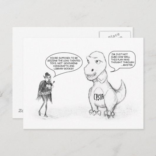 CPSIA Dino Briefkaart (Voorkant / Achterkant)