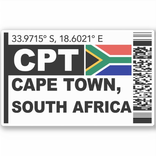 CPT Cape Town instapkaart - Zuid-Afrika reizen Sticker (Voorkant)