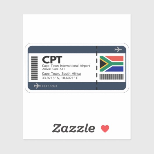 CPT Kaapstad instapkaart - Zuid-Afrika Sticker (Vel)
