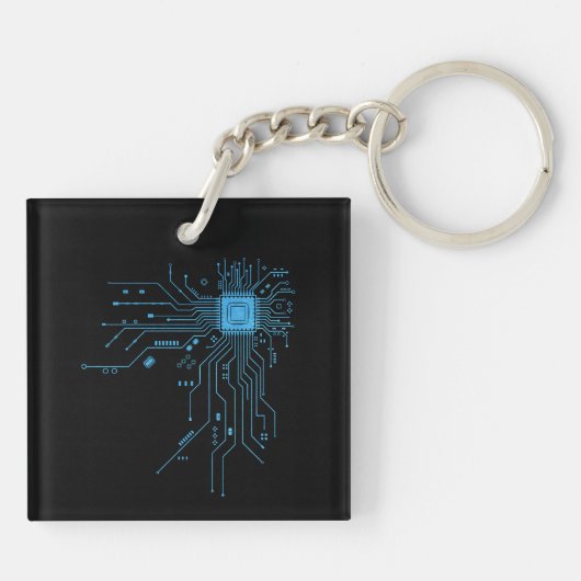 CPU-chip circuit PCB-ontwerp Tech-liefhebbers Comp Sleutelhanger (Achterkant)