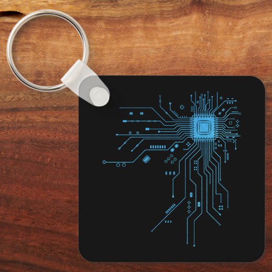 CPU-chip circuit PCB-ontwerp Tech-liefhebbers Comp Sleutelhanger (Voorkant)