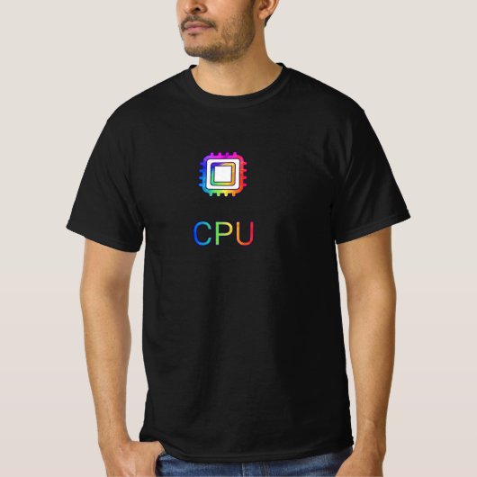 CPU CHIP KLEUR VOL Gedrukt ontwerp Zwart T-shirt (Voorkant)