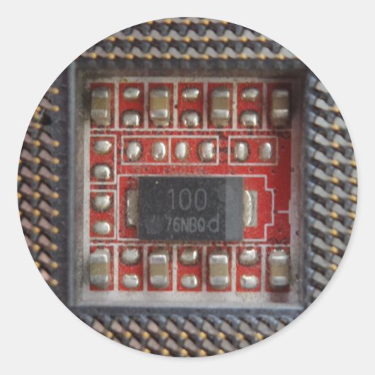 Cpu Circuit Round Sticker (Voorkant)