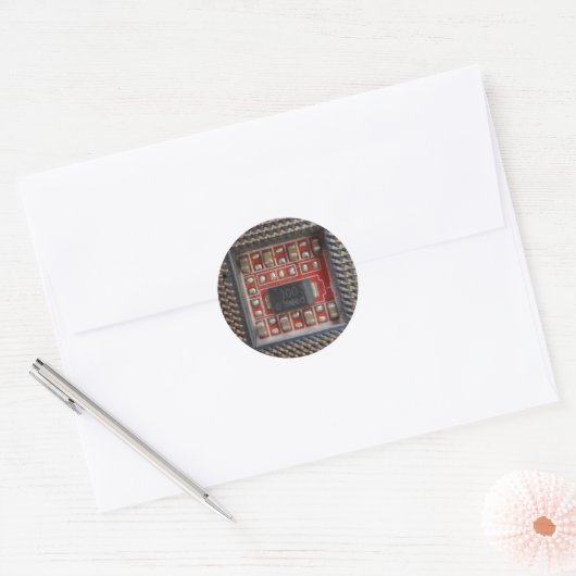 Cpu Circuit Round Sticker (Envelop)