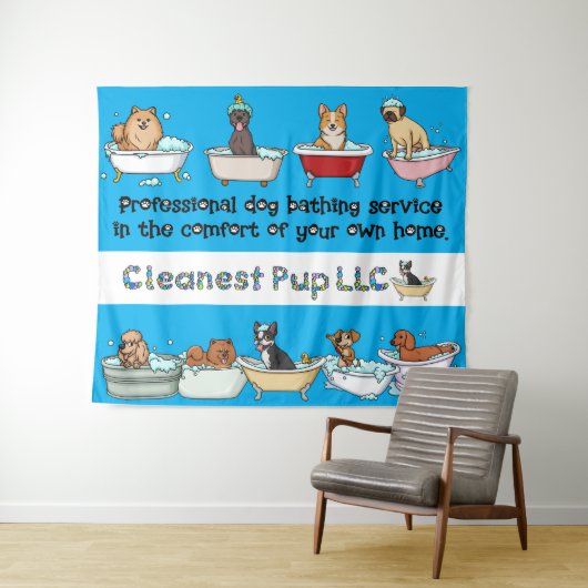 CPup blauw tapijt Wandkleed (In Situ (horizontaal))