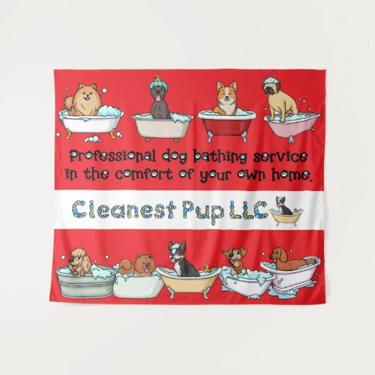 CPup rood tapijt Wandkleed (Voorkant (horizontaal))