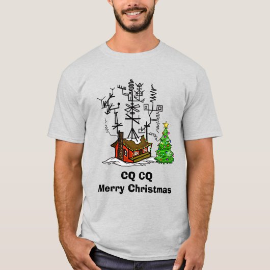 CQ Merry Kerstham Radio T-Shirt CQ (Voorkant)