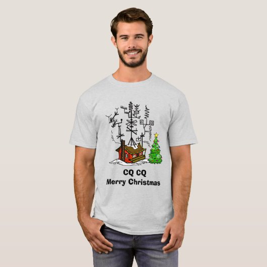 CQ Merry Kerstham Radio T-Shirt CQ (Voorkant volledig)