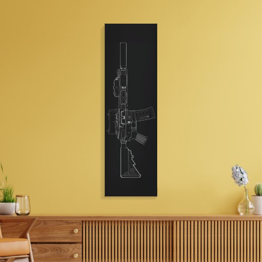 CQBR MK18 Mod 0 Zwart Canvas Print (Insitu (Woonkamer))