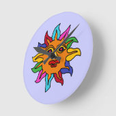 CR-Aztec Sun Wall Clock Ronde Klok (Hoek)