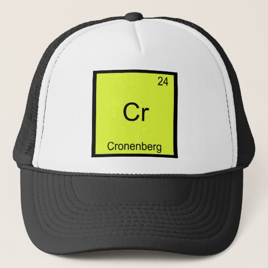 Cr - Cronenberg Grappige Chemie Element Symbool T- Trucker Pet (Voorkant)
