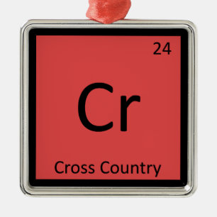 Cr - Cross Country Sport Chemie Periodiek Systeem Metalen Ornament