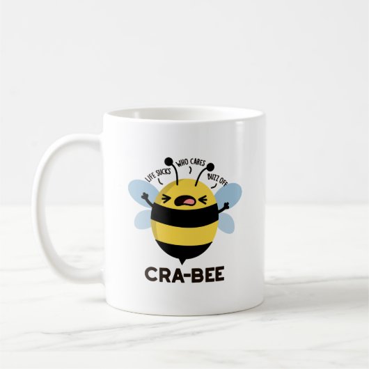 Cra-bee Funny Crabby Bee Pun Koffiemok (Links)
