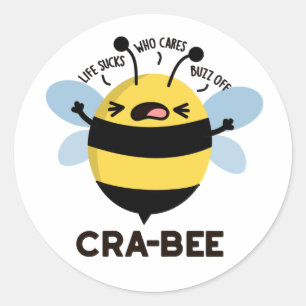 Cra-bee Funny Crabby Bee Pun Ronde Sticker