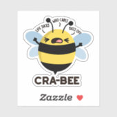 Cra-bee Funny Crabby Bee Pun Sticker (Vel)