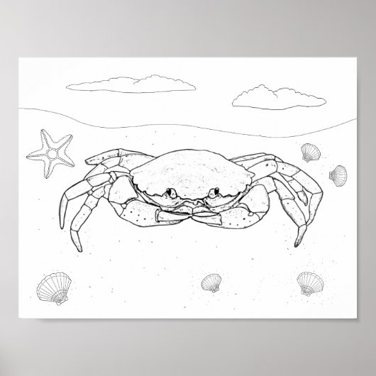 Crab Adult Coloring Poster (Voorkant)