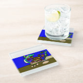 Crab art glazen onderzetter (Schuin)