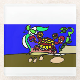 Crab art glazen onderzetter