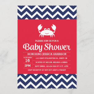 Crab Baby shower Invitation, Nautical Invitation Kaart