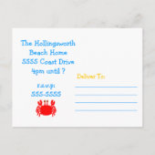 Crab Bake. Uitnodiging Briefkaart (Achterkant)