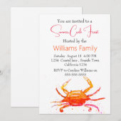 Crab Beach Kust Nautische zeevruchten Kook Kaart (Voorkant / Achterkant)