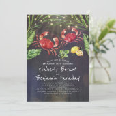Crab Beach Palm String Lights Engagement Party Kaart (Staand voorkant)