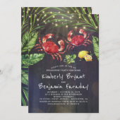 Crab Beach Palm String Lights Engagement Party Kaart (Voorkant / Achterkant)