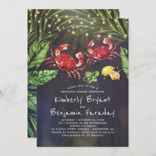 Crab Beach Palm String Lights repetitie diner Kaart (Voorkant / Achterkant)