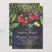 Crab Beach Palm String Lights Wedding Kaart (Voorkant / Achterkant)