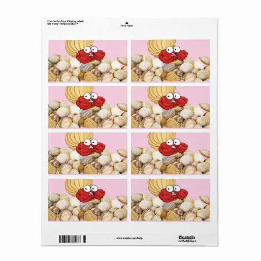 Crab Beach Shells Labels (Full Sheet)